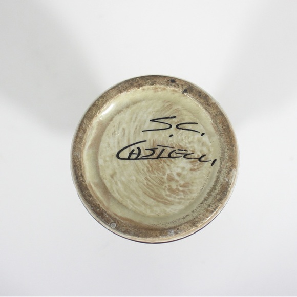 Vintage Italian Ceramic Vase or Carafe, Signed S.C. Castelli Hand Painted Floral - Picture 4 of 8